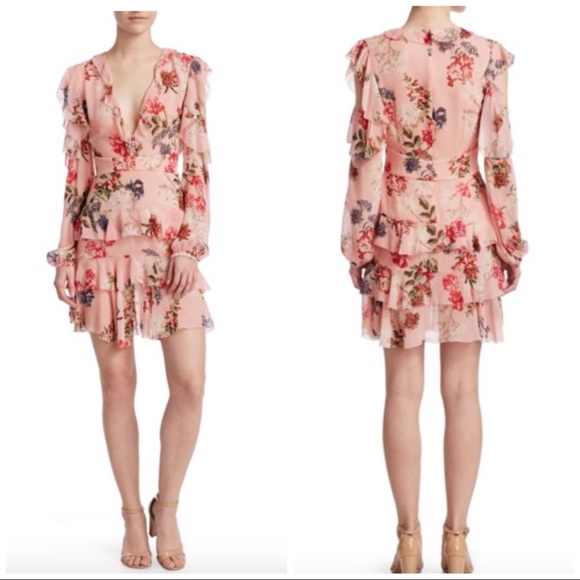 NICHOLAS Dresses & Skirts - Nicholas Lilac Floral Frill Silk Mini Dress NWOT 4